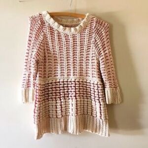 Anthropologie Fiets Voor 2 Hidden Glow Red/Cream Sweater size S chunky